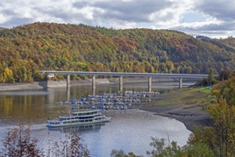 Marina, excursion ship, Talbrücke, Sondern, Olpe, Biggesee, Sauerland, North Rhine-Westphalia,