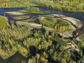 Wesel, Lower Rhine, North Rhine-Westphalia, Germany - autumn on the Lippe, trees with colorful