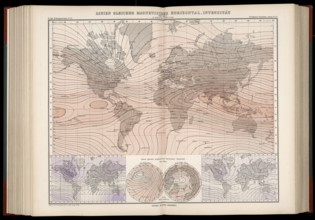 Atlas of Geomagnetism showing horizontal intensity of the Earth's magnetic field for the epoch