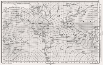 Atlas of Geomagnetism showing horizontal intensity of the Earth's magnetic field for the epoch