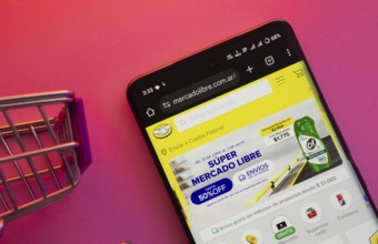 Dhaka, Bangladesh- 23 June 2025: A smartphone displaying the Mercado Libre website with a shopping