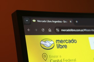 Dhaka, Bangladesh- 02 June 2025: Close-up of a computer screen displaying the Mercado Libre web