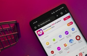 Dhaka, Bangladesh- 23 June 2025: A smartphone displaying the Lazada website with a shopping cart is