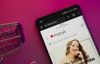 Dhaka, Bangladesh- 23 June 2025: A smartphone displaying the Macy's website with a shopping cart is