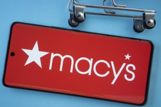 Dhaka, Bangladesh- 03 July 2025: Smartphone screen showing the Macy's logo with shopping cart