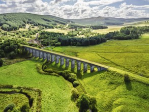 Shankend Viaduct from a drone, Hawick, Scottish Borders, Scotland, UK