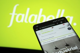 Dhaka, Bangladesh- 03 Oct 2025: Smartphone displaying Falabella. web interface against Falabella.