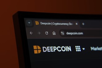 Dhaka, Bangladesh- 03 Oct 2025: Close-up of a computer screen displaying the Deepcoin web interface