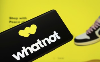 Dhaka, Bangladesh - 18 Sep 2025: The logo of Whatnot is displayed on a smartphone screen, and the