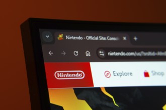 Dhaka, Bangladesh- 02 June 2025: Close-up of a computer screen displaying the nintendo web