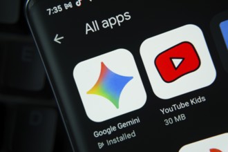 Dhaka, Bangladesh- 27 July 2025: Google Gemini and YouTube Kids app from Google Playstore is