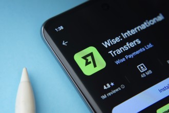 Dhaka, Bangladesh- 16 Sep 2025: Wise app from Google Playstore is displayed on a smartphone screen