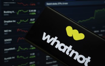 Dhaka, Bangladesh- 17 Sep 2025: Whatnot logo is displayed on a smartphone screen, with a stock