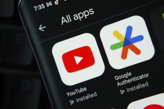 Dhaka, Bangladesh- 27 July 2025: Youtube, Google Authenticator app from Google Playstore is