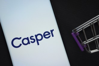 Dhaka, Bangladesh- 03 July 2025: A smartphone displaying the Casper logo next to a miniature
