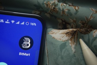 Dhaka, Bangladesh- 07 May 2025: BitMart app icon is seen on smartphone