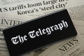 Dhaka, Bangladesh - 18 March 2025: The logo of the telegraph is displayed on a smartphone screen