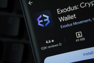 Dhaka, Bangladesh- 27 July 2025: Exodus app from Google Playstore is displayed on a smartphone