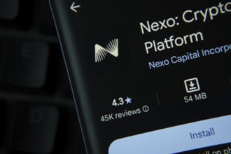 Dhaka, Bangladesh- 27 July 2025: Nexo app from Google Playstore is displayed on a smartphone screen