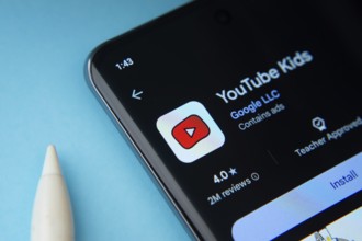 Dhaka, Bangladesh- 06 Sep 2025: Youtube kids app from Google Playstore is displayed on a smartphone