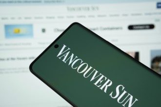 Dhaka, Bangladesh - 18 March 2025: The logo of Vancouver Sun is displayed on a smartphone screen,