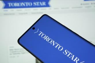 Dhaka, Bangladesh - 18 March 2025: The logo of the toronto star is displayed on a smartphone