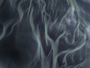 River, river course, river delta, aerial view, sediments, structures, South Iceland, Iceland