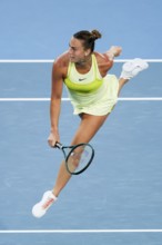 MELBOURNE, AUSTRALIA - JANUARY 12: Aryna Sabalenka whilst playing Sloane Stephens of the USA on day 1 of the 2025 Australian Open