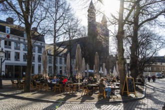Square with cafes and shops in the old town of Maastricht, the Netherlands