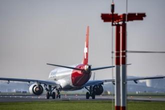 Amsterdam Schiphol Airport, Aalsmeerbaan runway, 18L-36R, Swiss, aircraft on the runway,