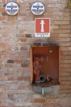 Alarm signals for fire alarm and water connection for fire department, Giudecca Island, Veneto,