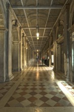 Arcade of the Procuraties in the late evening, Venice, Veneto, Italy