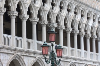 Detail of the arcade of the Doge's Palace, Venice, Veneto, Italy