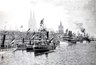 Kaiser Wilhelm visits the Rhineland in 1891, departure of the emperor from Cologne to Bonn,