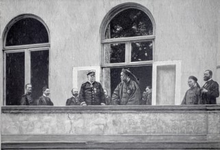 Li-Hung-Tschang and Bismarck on the castle terrace in Friedrichsruh, 1896, authentic, digitally