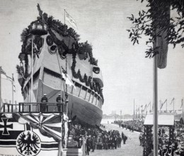 Launched by Elector Frederick William, an armored ship, reclassified as a liner in 1899, of the