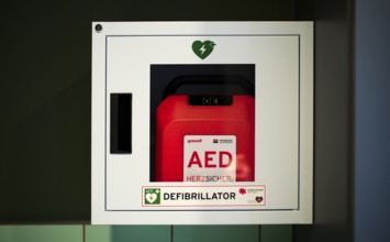 AED defibrillator, automated external defibrillator, storage cabinet, protective box, medical