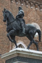 Equestrian statue of Commander Bartolomeo Colleoni, 1400-1475, in front of the church of Santi
