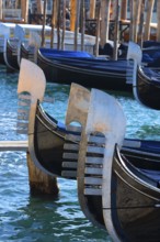 Metal tail on gondolas with six points, they symbolize the six districts of Venice, Venice, Veneto,