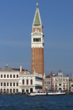 St Mark's Campanile, blue sky, Venice, Veneto, Italy