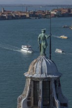 Bronze statue on the church of San Giorgio Maggiore, Venice, Veneto, Italy