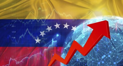 Global financial growth with Venezuela flag. Financial growth with Venezuelan flag on economic