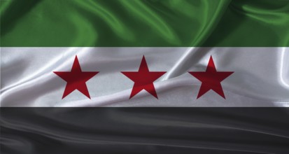National flag of Syria with cloth texture. Syria flag with realistic texture background