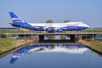 Taxiway bridge over a canal near Hoofddorp, on the Polderbaan, a runway in the west of Amsterdam