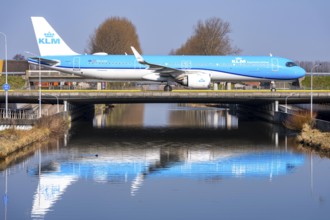 Taxiway bridge over a canal near Hoofddorp, on the Polderbaan, a runway in the west of Amsterdam