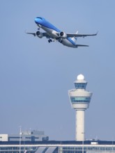 KLM aircraft takes off from Kaagbaan runway, 06/24, at Amsterdam Schiphol Airport, AMS, Air Traffic
