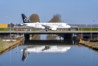 Taxiway bridge over a canal near Hoofddorp, on the Polderbaan, a runway in the west of Amsterdam
