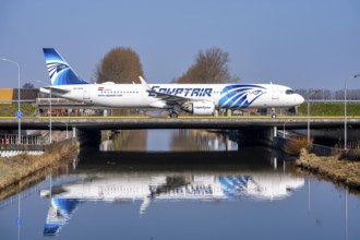 Taxiway bridge over a canal near Hoofddorp, on the Polderbaan, a runway in the west of Amsterdam