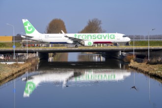 Taxiway bridge over a canal near Hoofddorp, on the Polderbaan, a runway in the west of Amsterdam