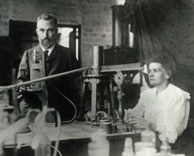 Marie and her man Pierre Curie in the laboratory. Around 1904 Marie Curie was a chemist and